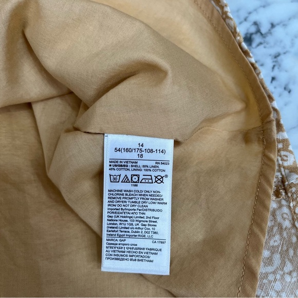 Gap Halter-Neck Mini Dress Linen Cotton Blend Tan Cheetah Print Y2K Size 14 - Picture 8 of 10